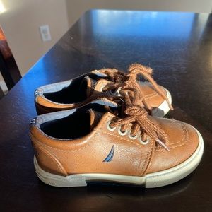 Size 7 toddler boy Nautica lot: brown shoes AND boots